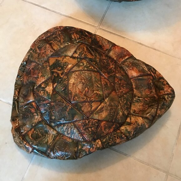 Egyptian Moroccan Handcrafted Artisinal Leather Ottoman Pouf Footstool ( Empty ) - Picture 5 of 8